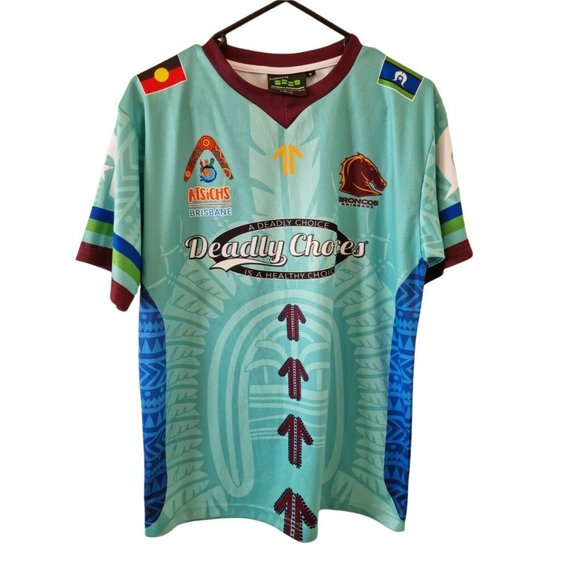 Brisbane Broncos Indigenous Deadly Choices Jersey Shirt Size Small 20 x 27 - Picture 2 of 7